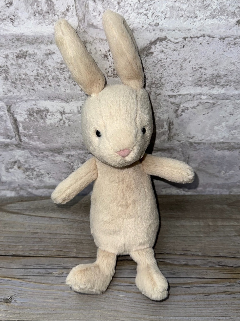 Jellycat Small  Bunny Tan Beige pink nose Plush Stuffed Long Ears Lovey 3687